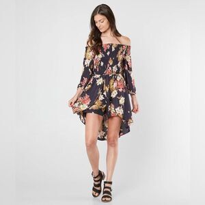 ANGIE Shirred Floral Midi Romper Size M